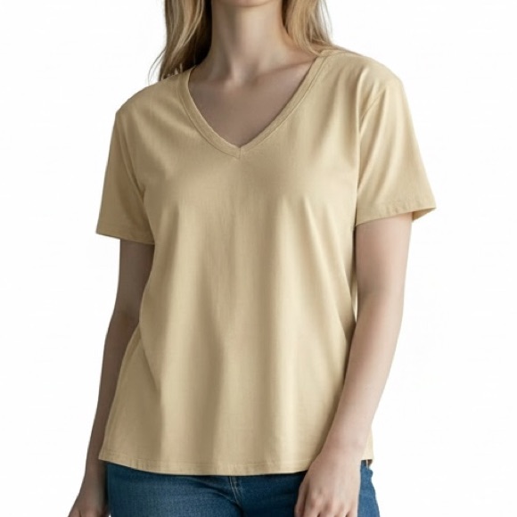 American Eagle Soft & Sexy V-Neck Short Sleeve T-Shirt In Yellow